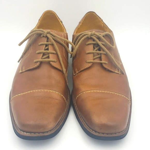 SANDRO MOSCOLONI Tan Leather Derby Dress Shoe - Picture 2 of 10